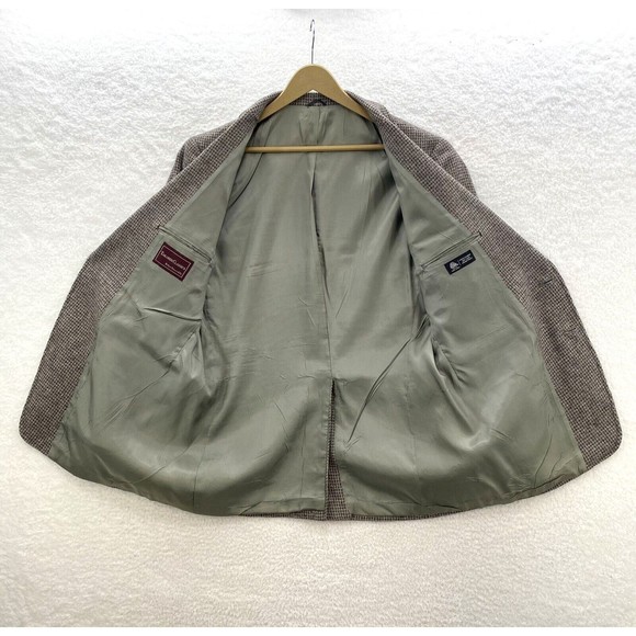 VTG Levi Strauss Tailored Classic Wool Tweed Sport Coat 2 Leather Button Men 44R - Picture 10 of 16